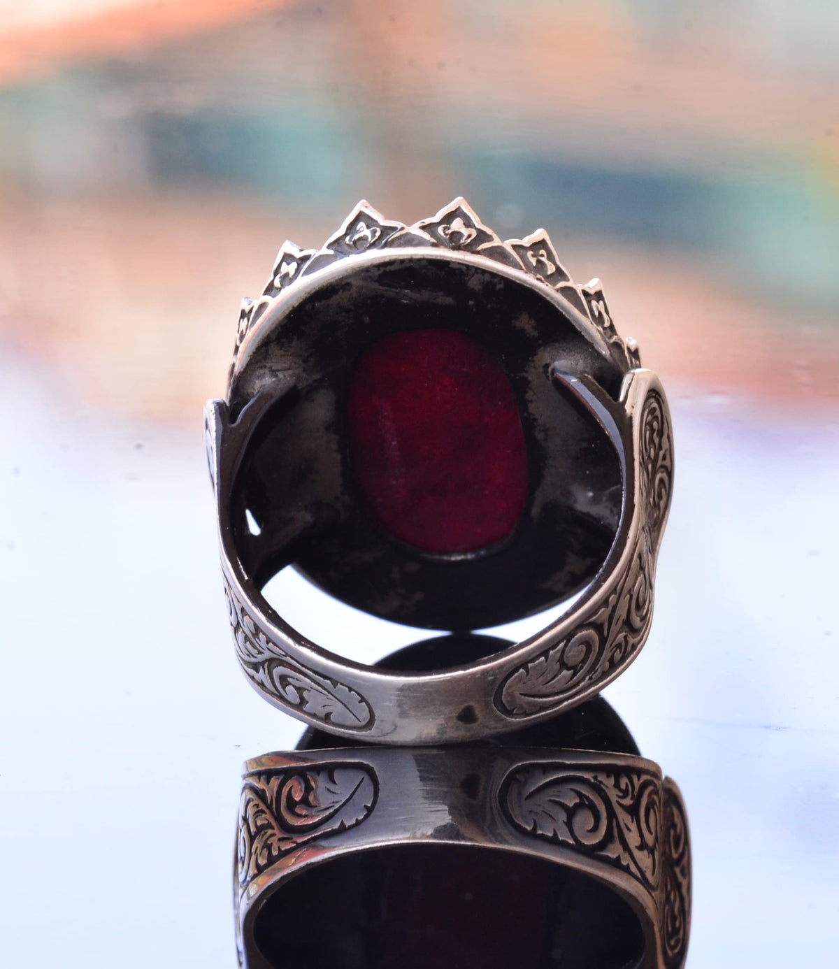 925 Sterling Silver Ring - Handcrafted Natural Ruby — 5