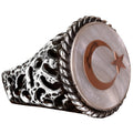 925 Sterling Silver Ring - Signet Ring - Symbolic Ring (Star and Crescent)