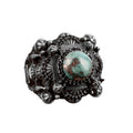 925 Sterling Silver Men's 3D Mosque Ring with Natural Arizona Turquoise Stone