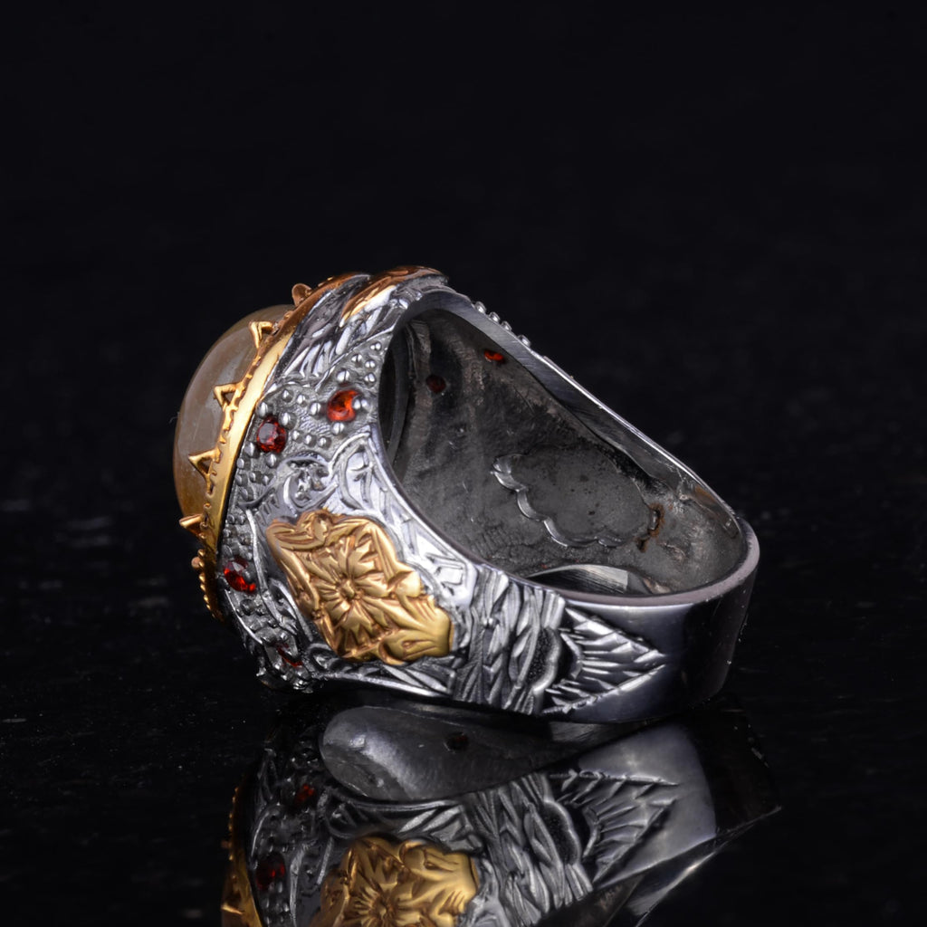 Natural Stone Sultan Ring - 925 Sterling Silver — 7