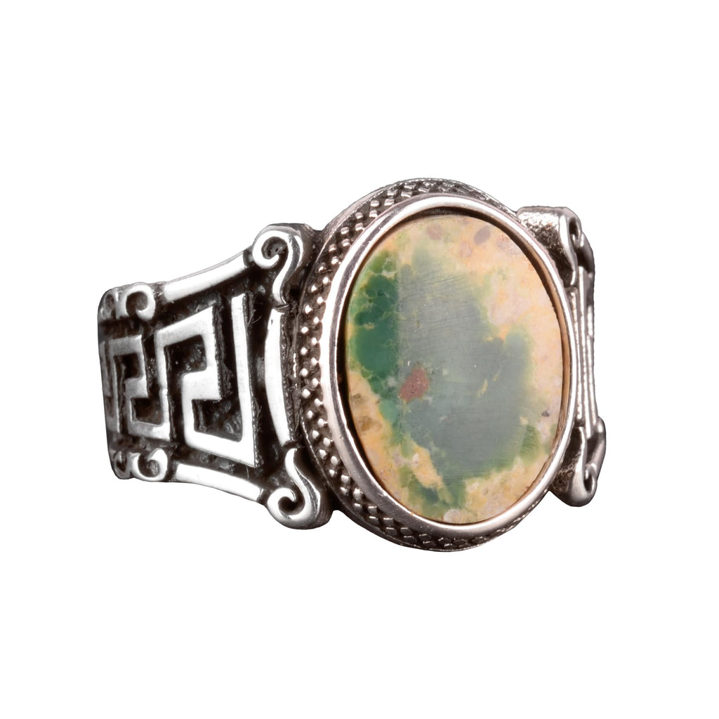 Natural Arizona Turquoise Stone Ring, 925 Sterling Silver Men's Ring (Model-6)