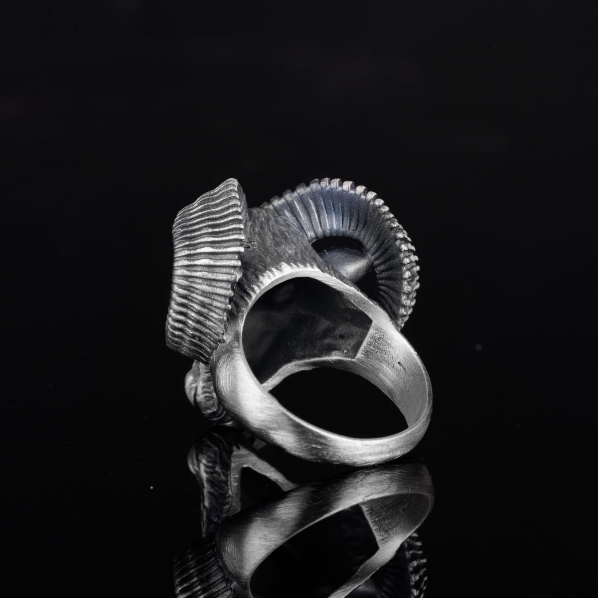 KAMBO 925 Sterling Silver Ram Head Men's Ring – Handmade Ram Symbol Jewelry – Bold Animal Design Silver Men's Statement Ring (Silver) — 7