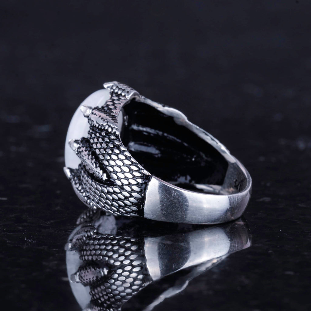 Handcrafted Silver Claw Ring with Natural Moonstone – Intuition and Emotional Balance for Cancer Sign — 6