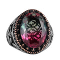 925 Sterling Silver Ring, Synthetic Stone Ring, Eagle Symbol Ring, Handmade Ring (Synthetic Fluorite)
