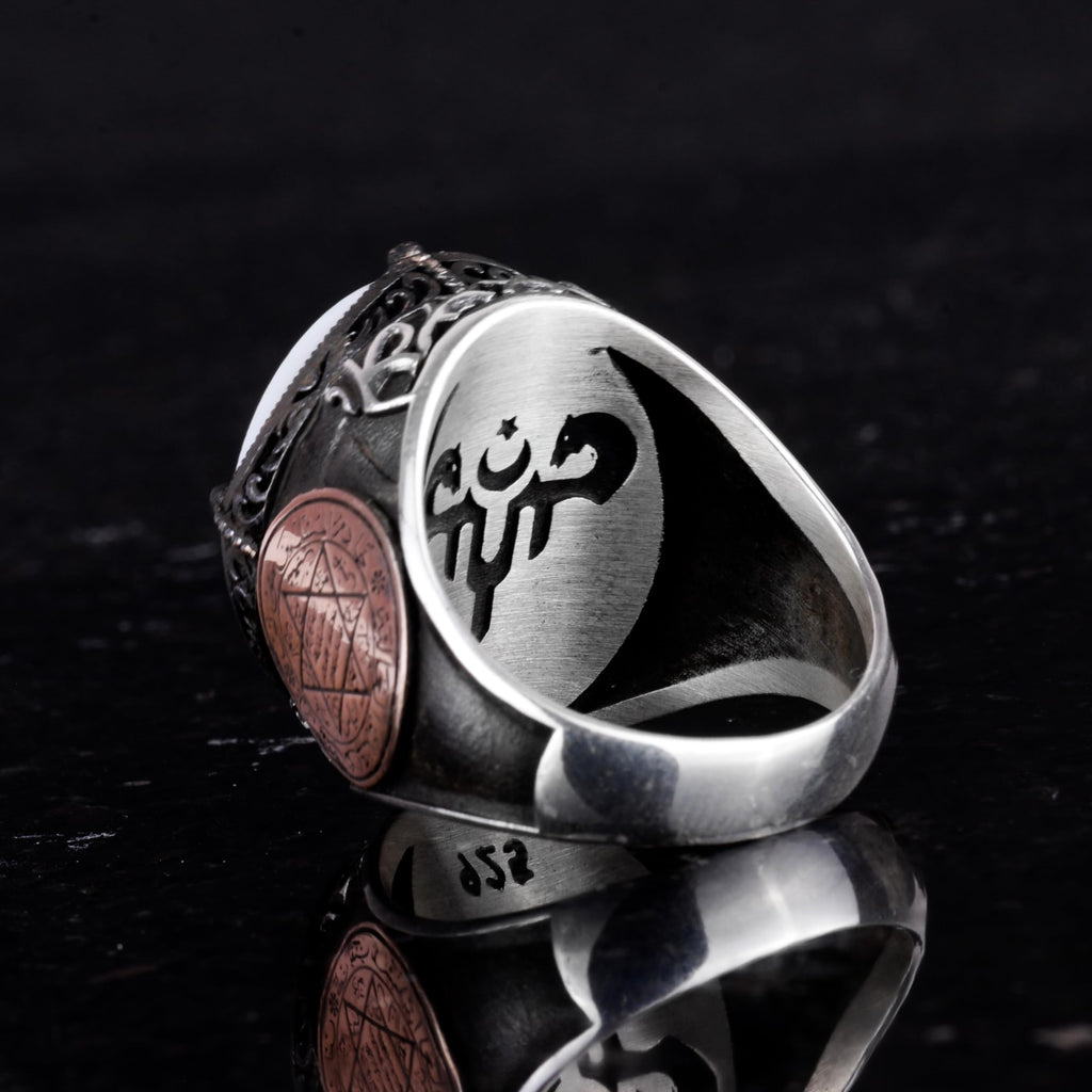 Patterned Handmade Ring - 925 Sterling Silver Men's Ring (Model-3) — 7