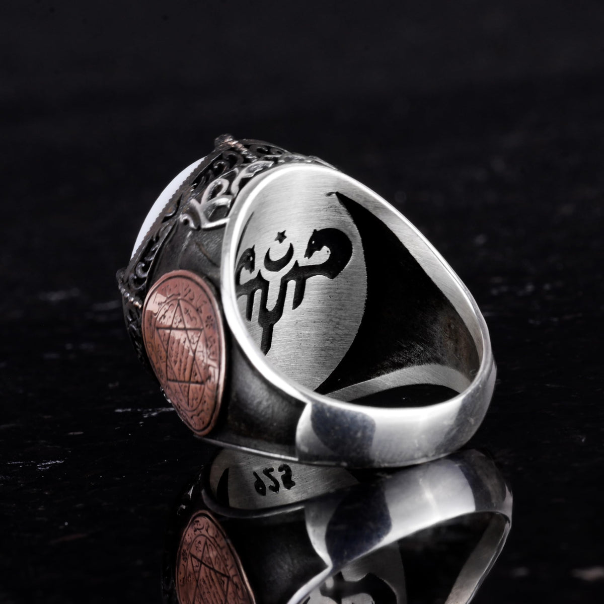 Patterned Handmade Ring - 925 Sterling Silver Men's Ring (Model-3) — 7