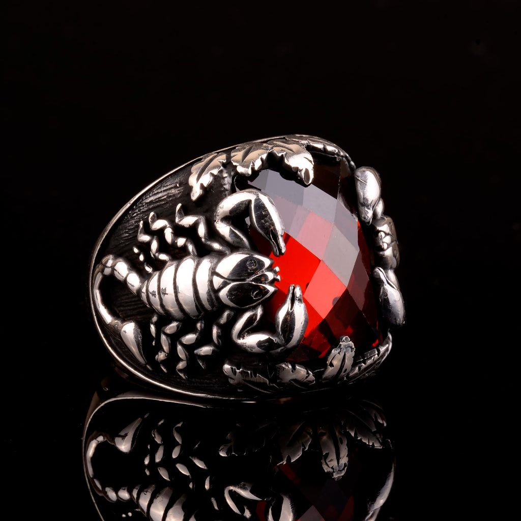 Handmade Ring, 925 Sterling Silver Ring, Synthetic Garnet Stone Ring — 4