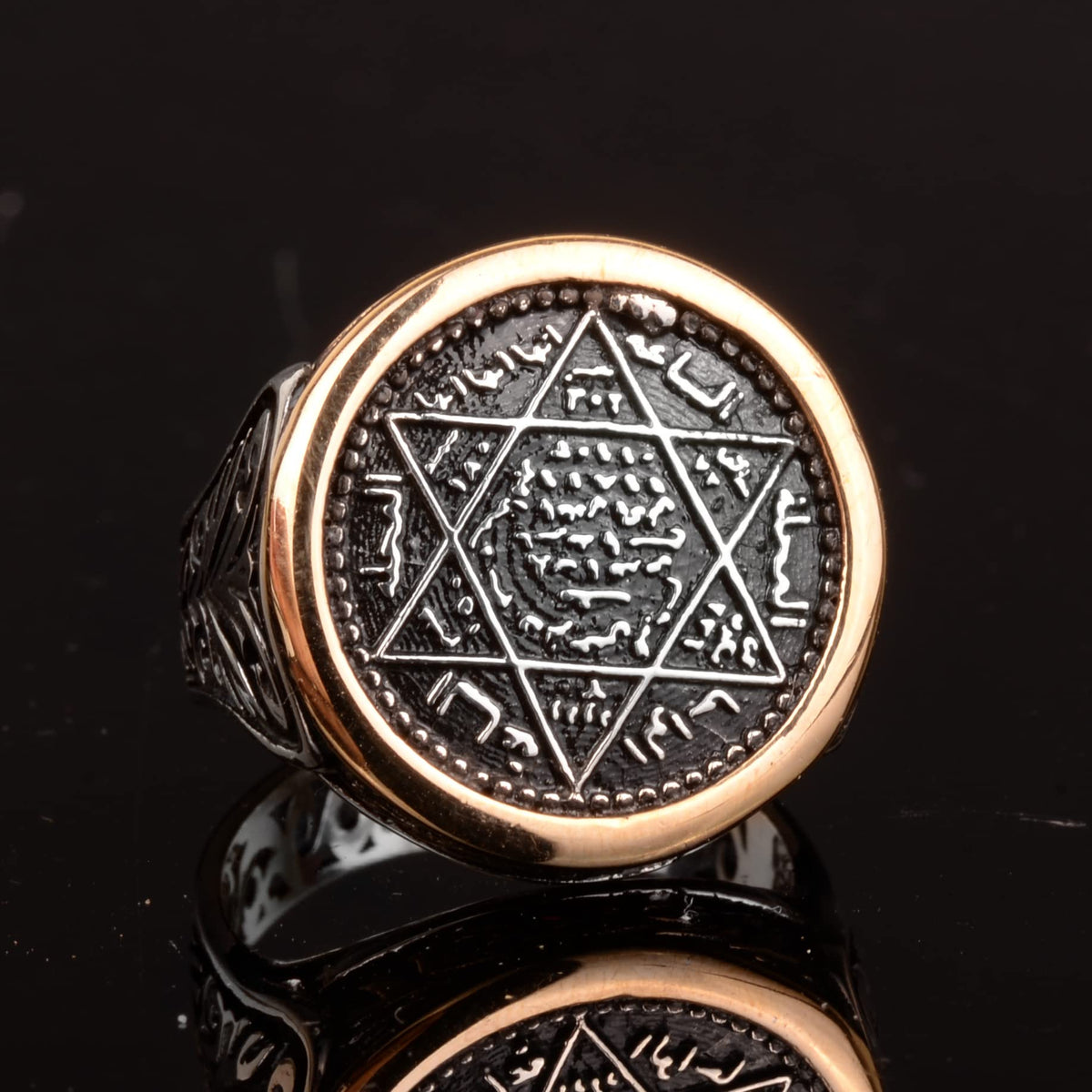925 Sterling Silver Star of David Men's Ring (Model-2) — 5
