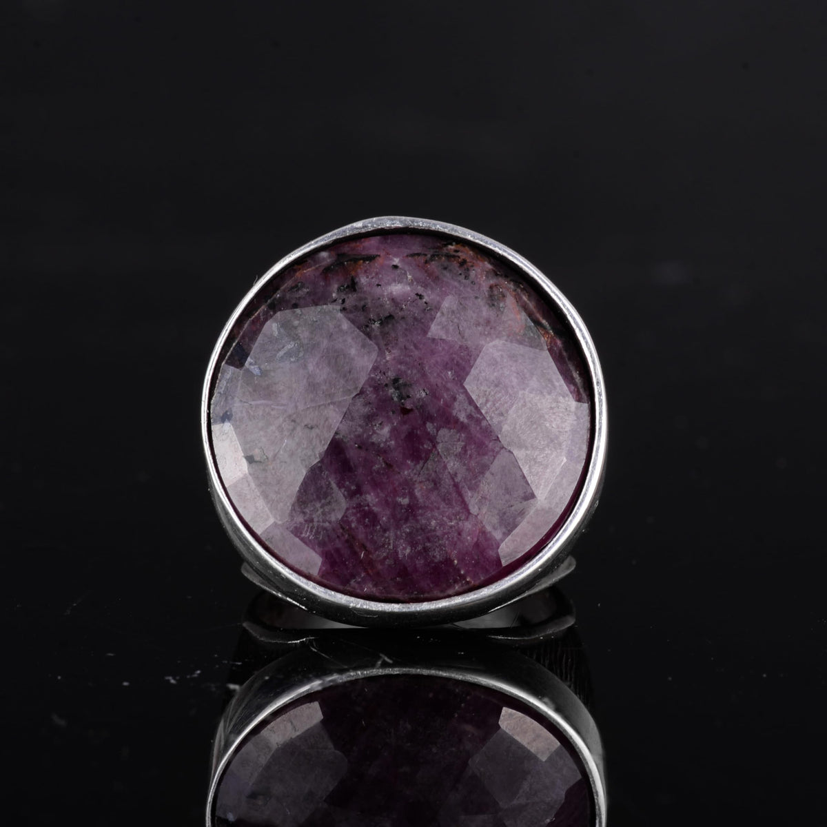 KAMBO 925 Sterling Silver Natural Stone Large Men's Ring – Handmade Round Shape Statement Silver Jewelry (Sapphire) — 4