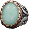 Natural Amazonite Stone Ring - 925 Sterling Silver Men's Ring