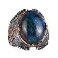 Islamic Ring, Natural Cabochon Azurite Stone Ring, 925 Sterling Silver Men's Ring