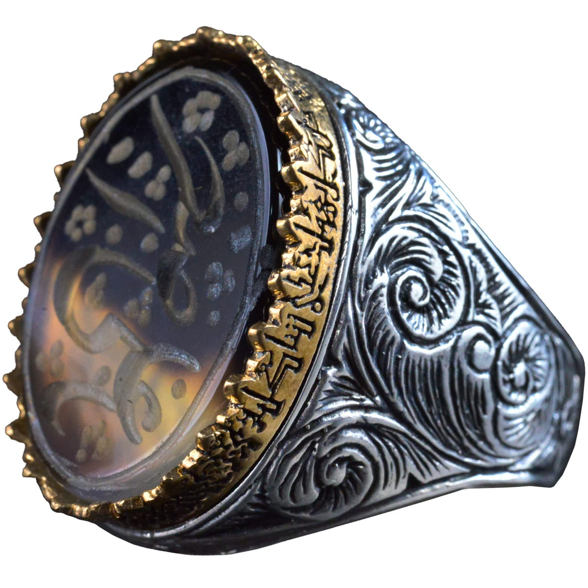 Handcrafted Yemen Agate Stone Ring, 925 Sterling Silver Men's Ring, Stylish Islamic Jewelry — 8