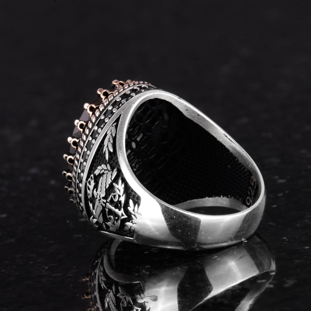 Natural Smoky Topaz Stone Ring - Handcrafted Eagle Ring - 925 Sterling Silver — 7