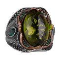 KAMBO Peridot Stone Ring - 925 Sterling Silver - Handmade Men's Ring