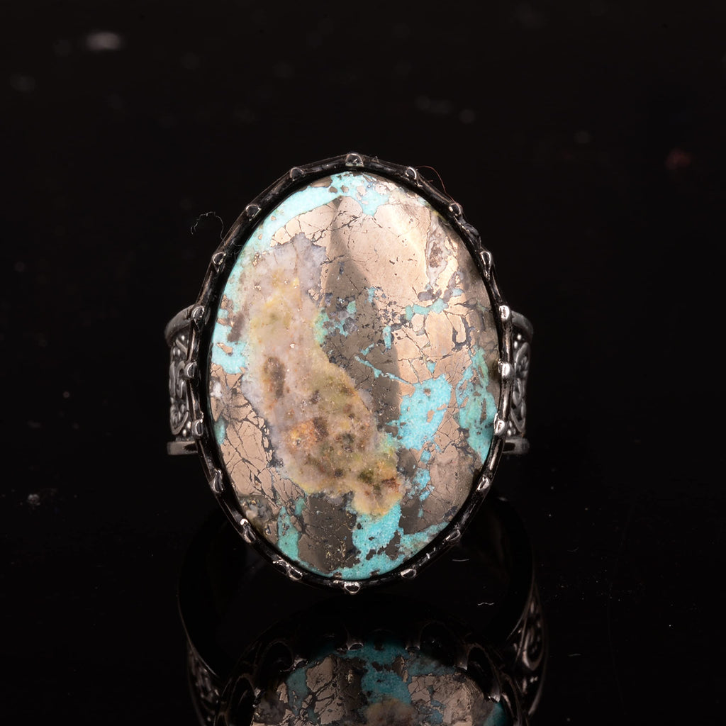 Natural Arizona Turquoise Stone Ring - Handmade, 925 Sterling Silver — 3