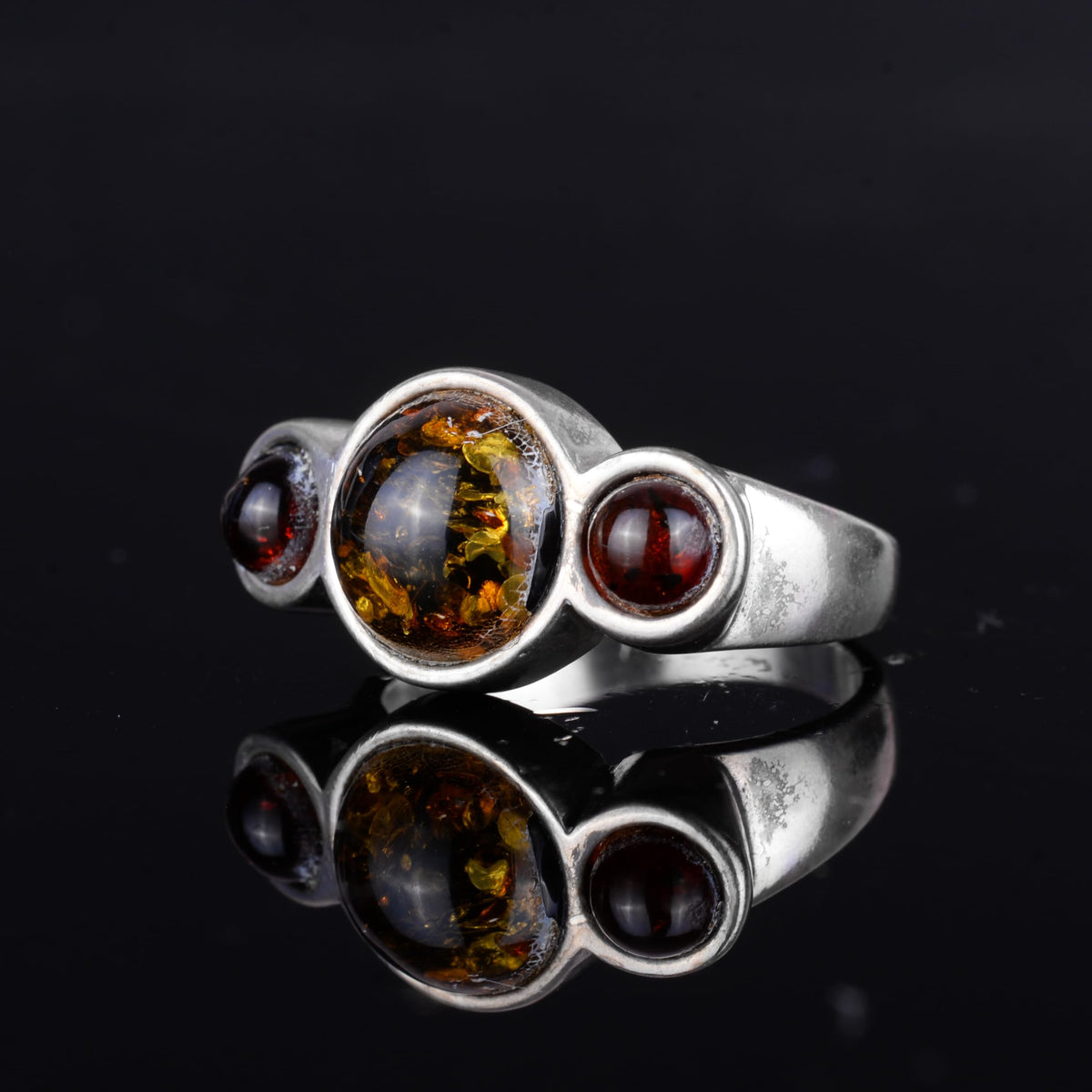KAMBO Natural Baltic Amber Stone 925 Sterling Silver Women's Ring – Elegant Handmade Vintage Style Jewelry — 5