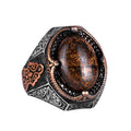 Handcrafted Natural Bronzite Stone Ring - 925 Sterling Silver Men's Ring (Model-2)
