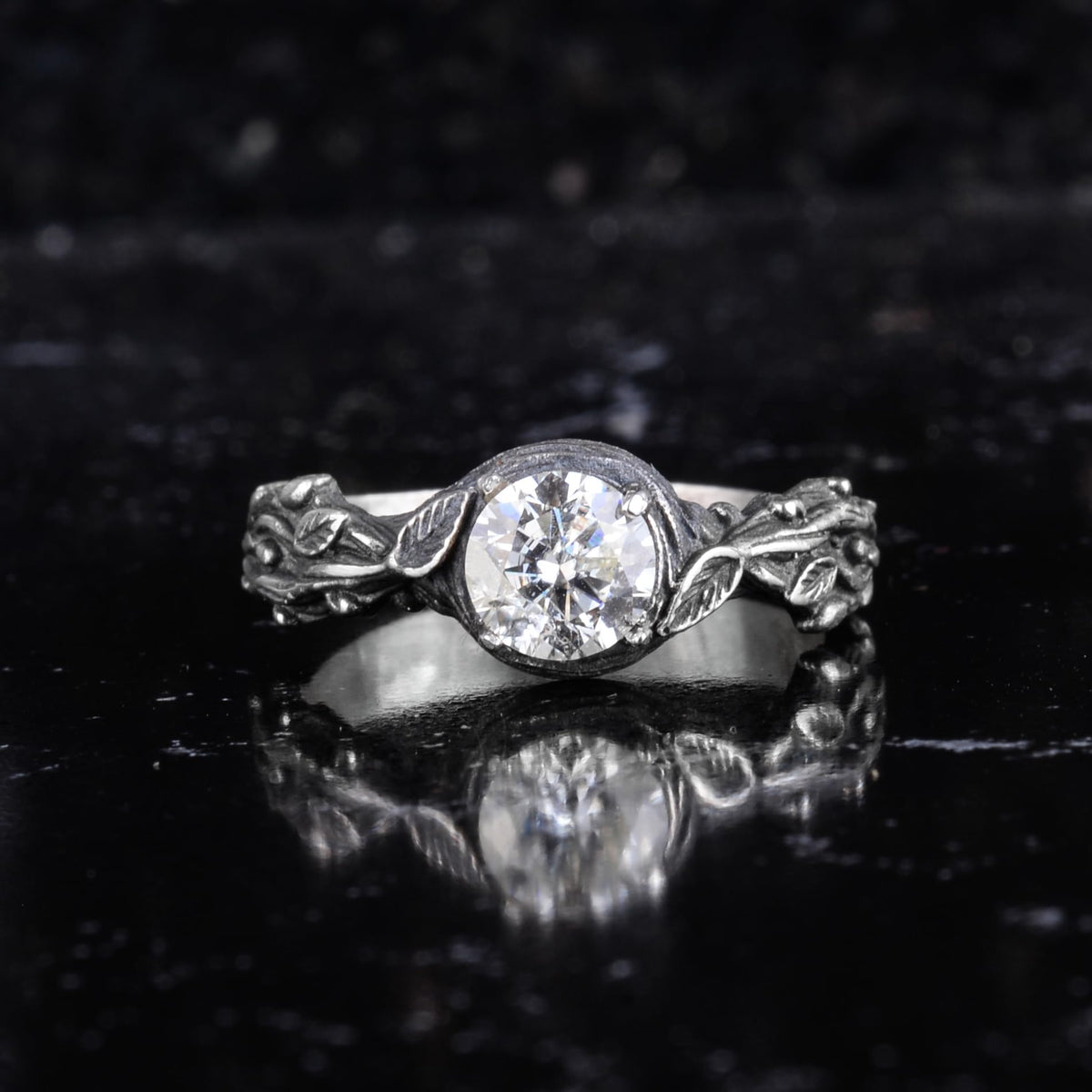 KAMBO Natural Moissanite Stone Women's Ring 925 Sterling Silver Leaf Design Solitaire Ring Elegant Handmade Jewelry — 4