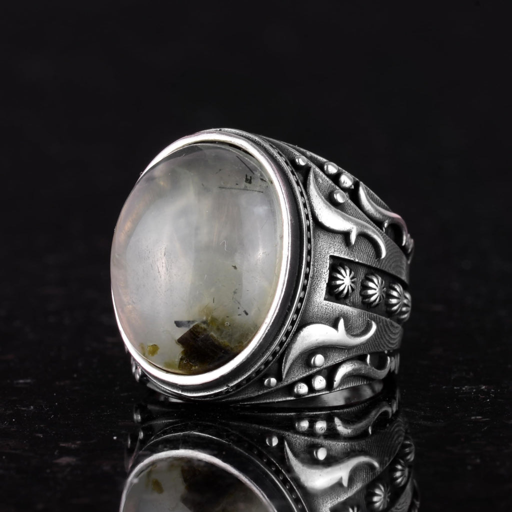 Natural Prehnite Jade Stone Ring — 6