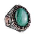 925 Sterling Silver Men's Ring - Handmade Elegance with Natural Stones (Malachite Stone)