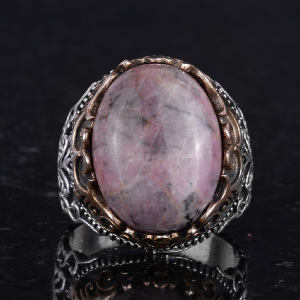 Natural Stone Handmade Ring - 925 Sterling Silver Ring (Rhodonite) — 4