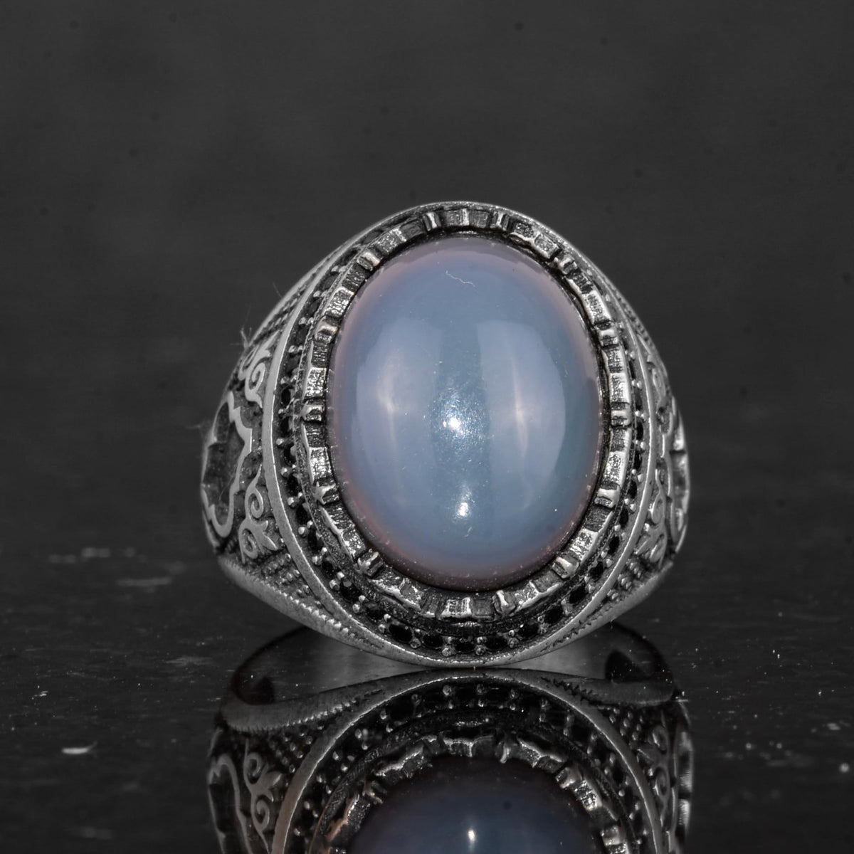 Men's Ring with Real Natural Opal Stone - 925 Sterling Silver Handmade Design — 4