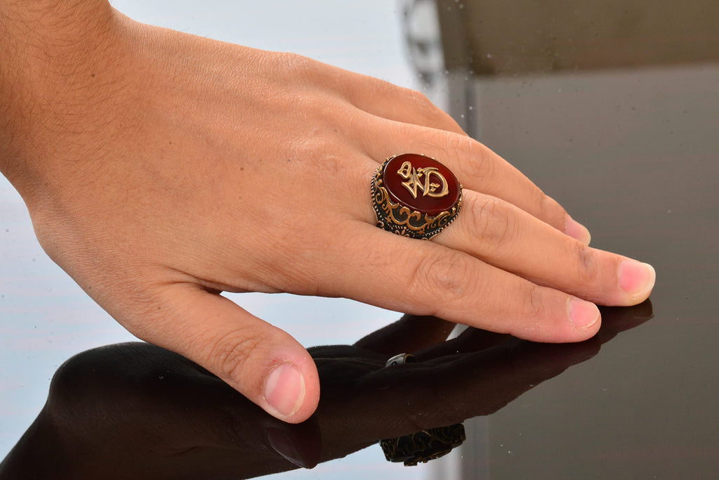 Natural Red Agate Stone Ring - 925 Sterling Silver (Model-2) — 6