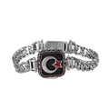 925 Sterling Silver Men's Bracelet, Turkish Crescent and Star Design, Handmade Chain Bracelet