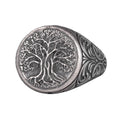 KAMBO 925 Sterling Silver Men's Tree of Life Ring – Symbol of Wisdom and Strength – Handmade Vintage Spiritual Jewelry (Silver)