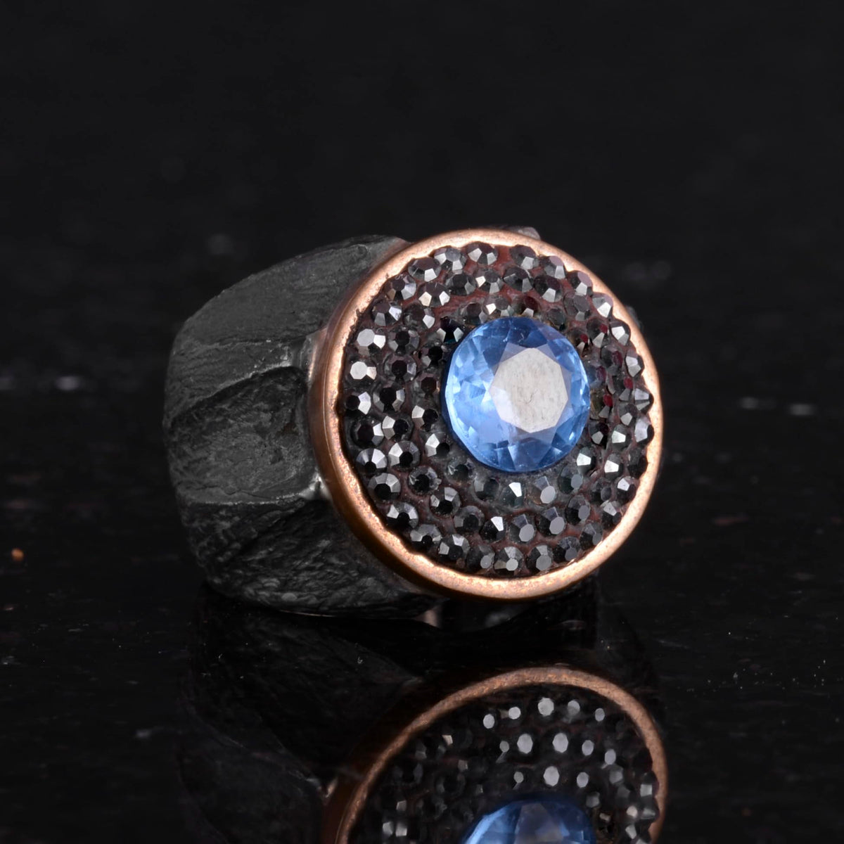 Natural Blue Topaz Stone Ring - Sultan Ring - 925 Sterling Silver Ring — 4