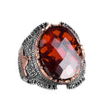 Garnet Stone Silver Ring