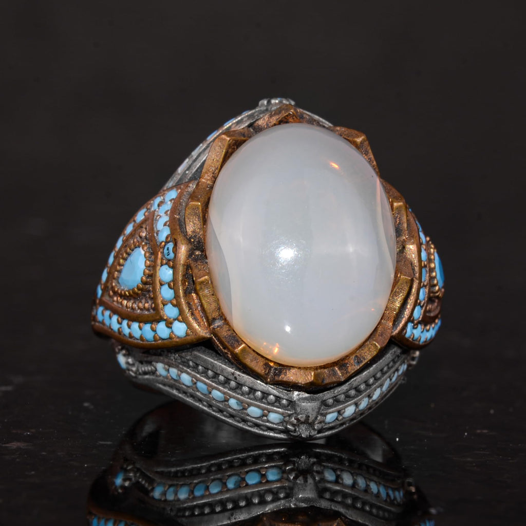 925 Sterling Silver Ring with Real Oval Opal Stone (Model-2) — 5