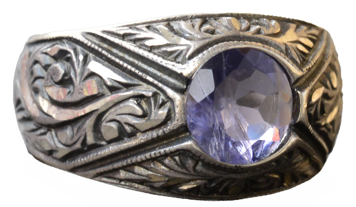 Real Natural Amethyst Gemstone Ring - 925 Sterling Silver Men's Ring - Handmade Jewelry