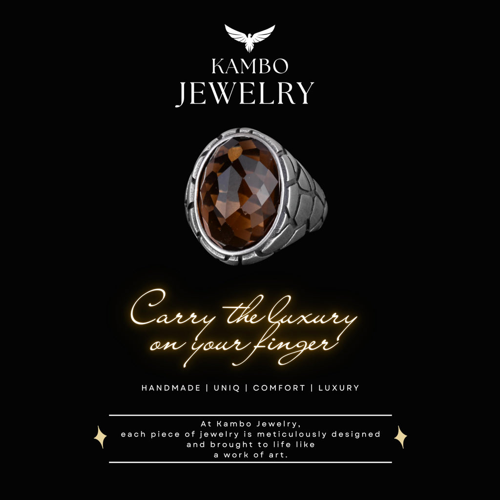 Luxury 925 Sterling Silver Ring - Smoky Quartz — 6