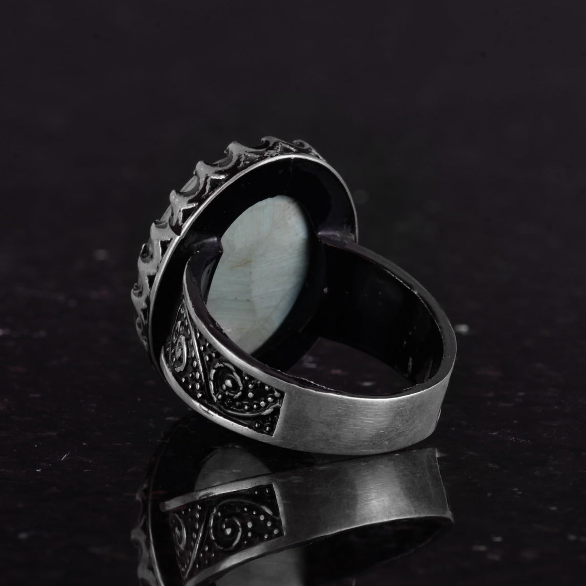Natural Turquoise Men's Ring - Handmade 925 Sterling Silver Jewelry — 6