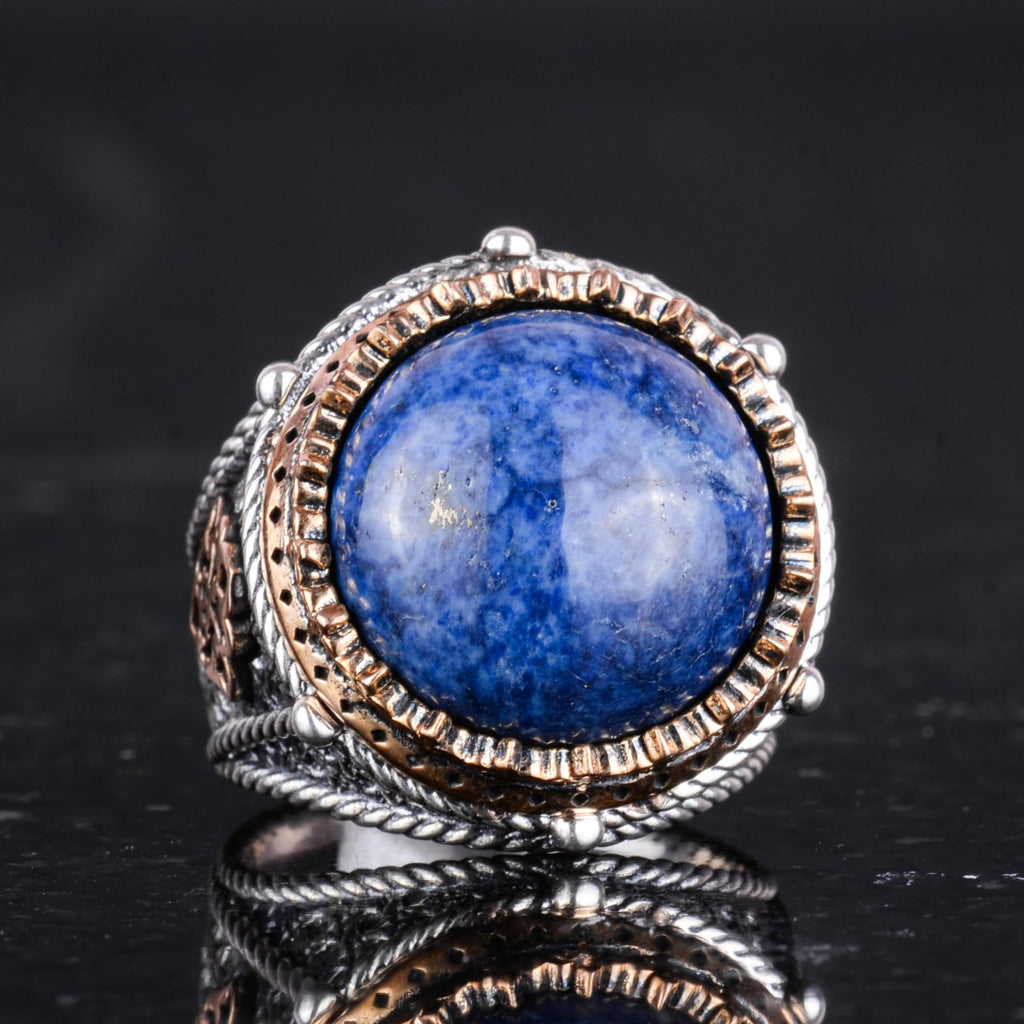 Natural Lapis Lazuli Stone Handmade Ring - 925 Sterling Silver — 5