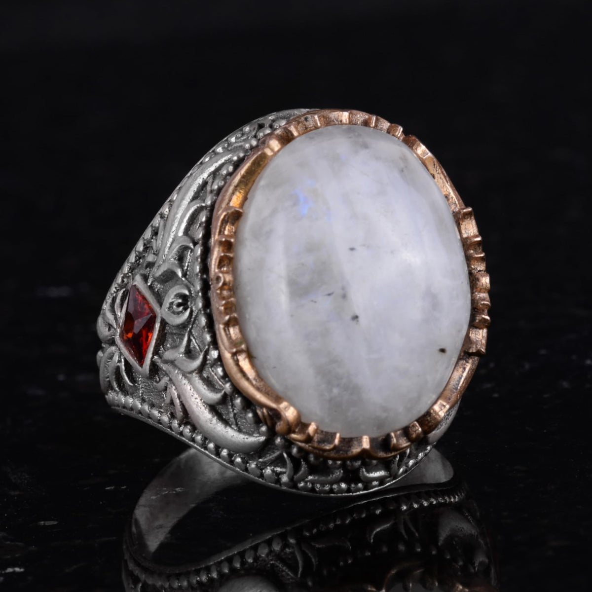 Natural Moonstone Ring - Handmade 925 Sterling Silver Ring — 5