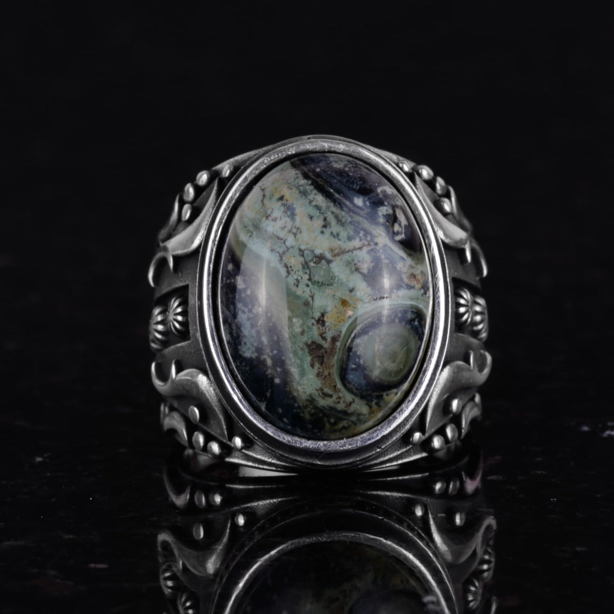 Natural Green Eye Stone Ring (Model-2) — 4