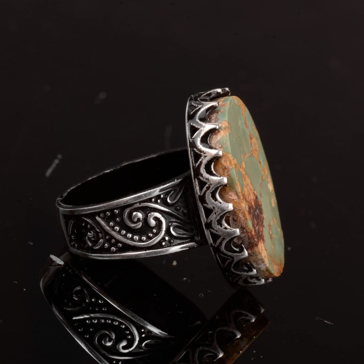 Natural Arizona Turquoise Gemstone Ring - 925 Sterling Silver — 5