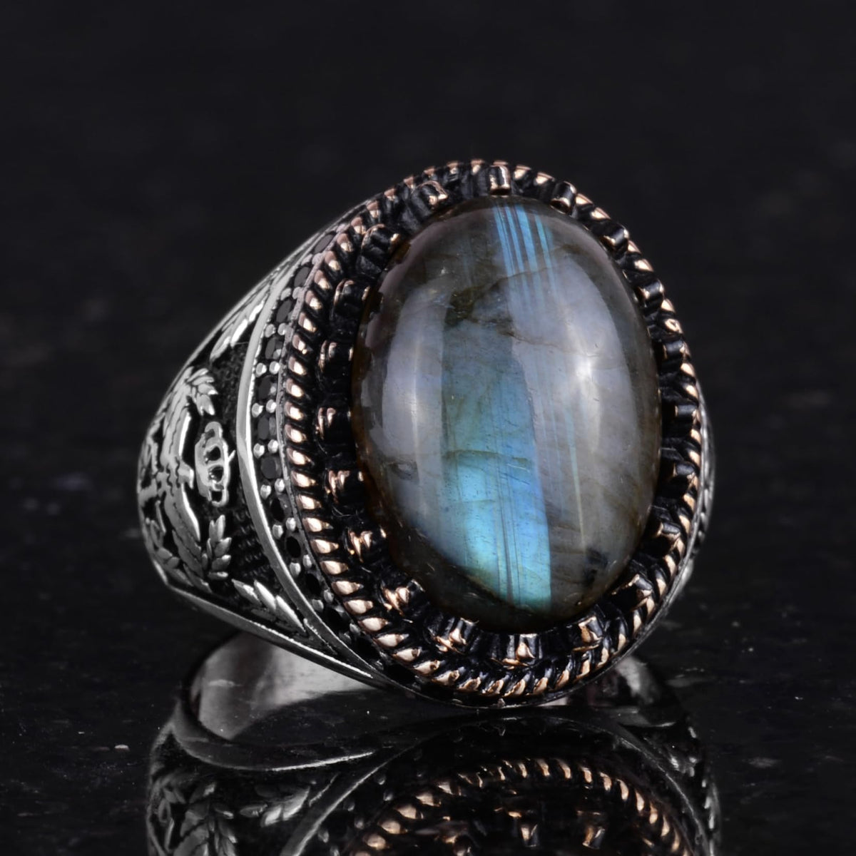 Natural Stone Ring - Handmade Eagle Ring - 925 Sterling Silver (Model-3) — 5