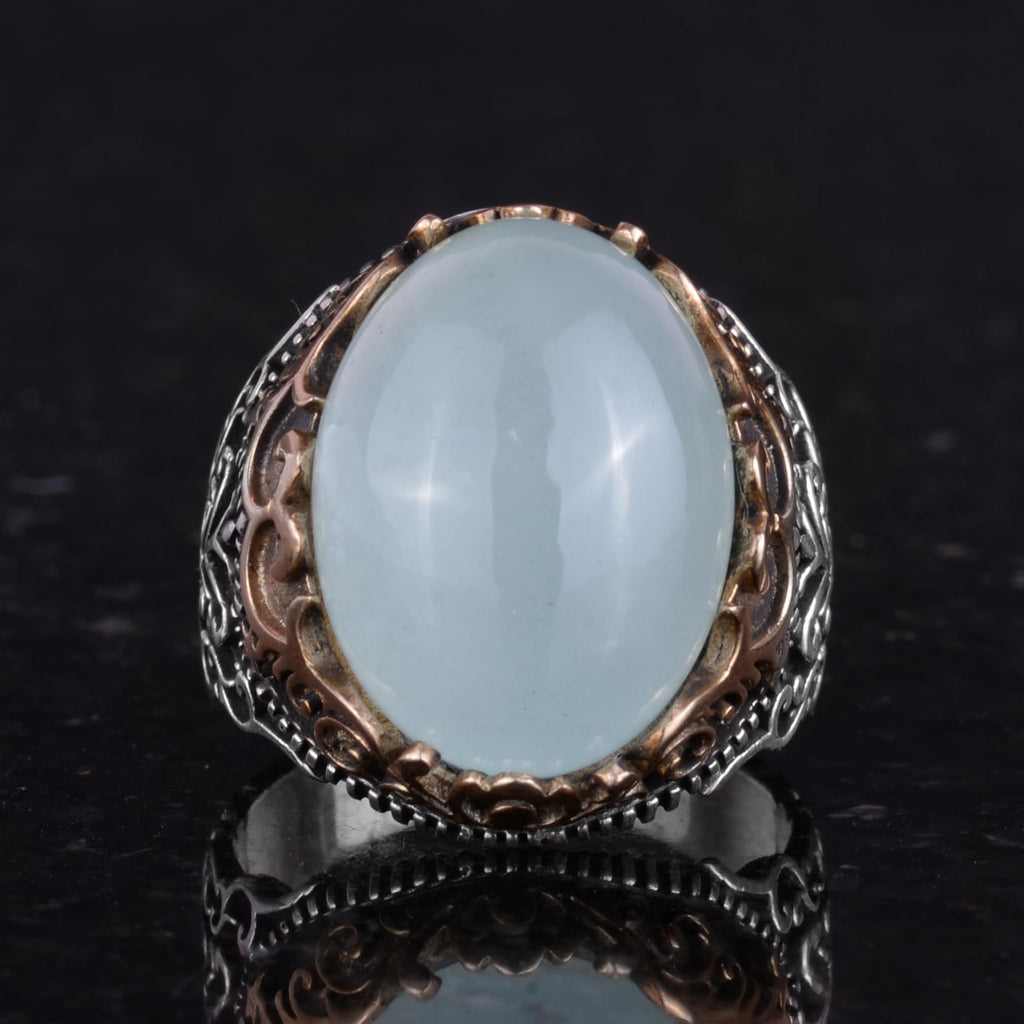 Kambo Natural Aquamarine Stone Handmade Ring - 925 Sterling Silver — 4
