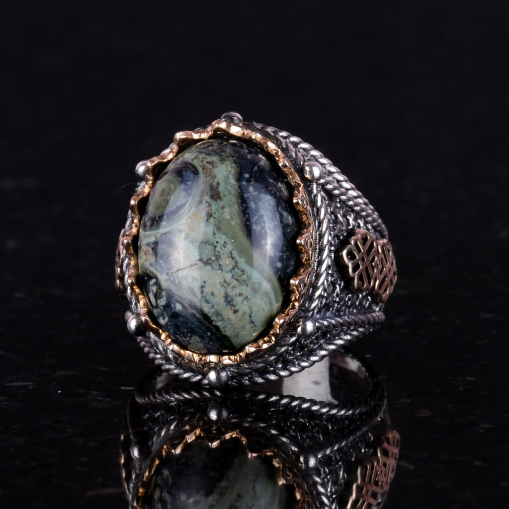 Natural Green Eye Stone Ring — 5