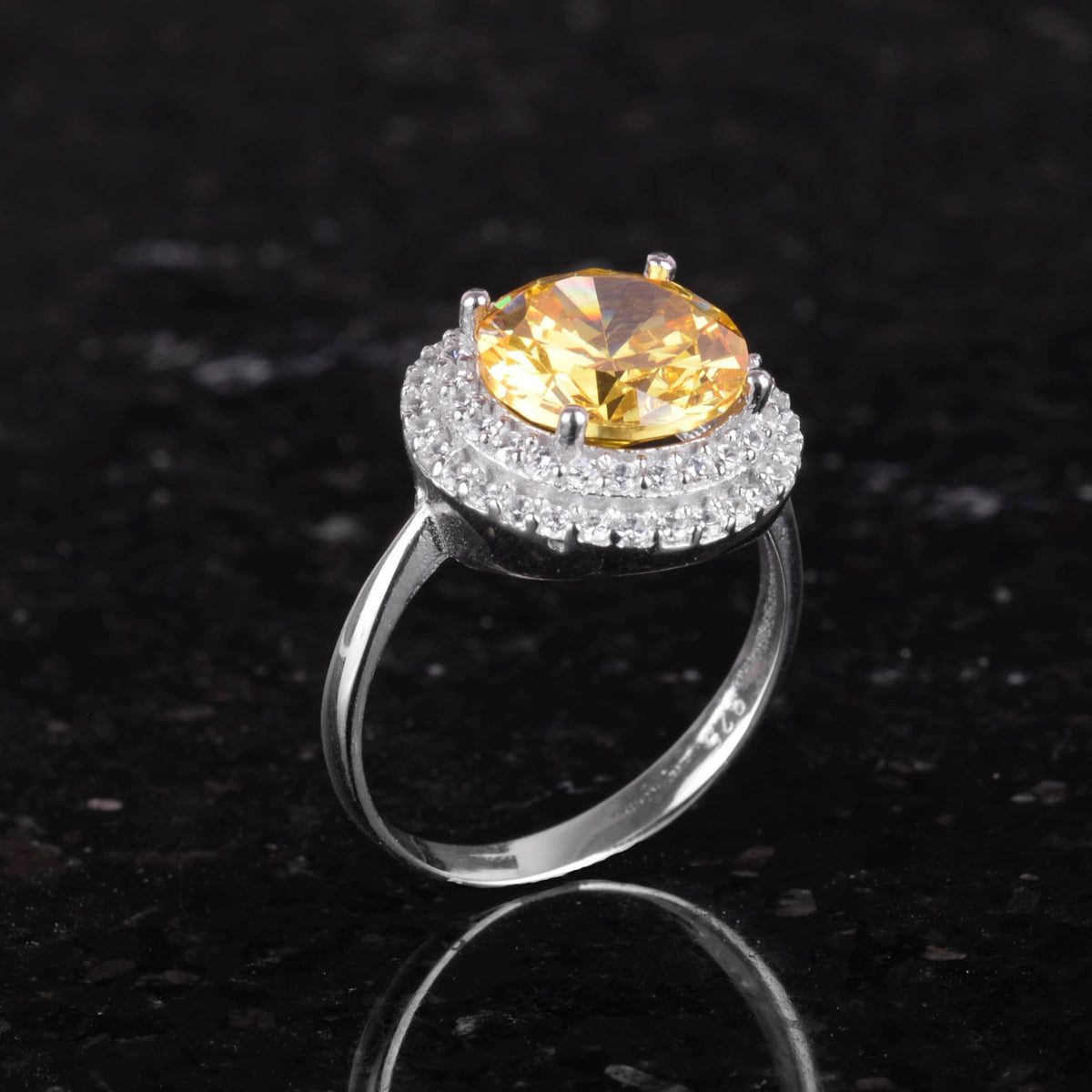 Kambo Stone Handcrafted Ring - 925 Sterling Silver Women's Ring - Elegant Round Cut Stone — 5