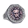 925 Sterling Silver Ring - Greek Key Design Men's Ring - Handmade Ring (Lion)