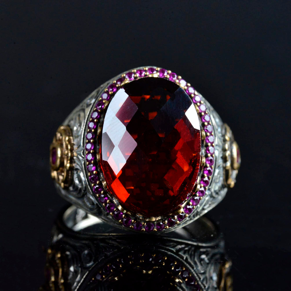 KAMBO Men's Garnet Precious Stone Ring — 5