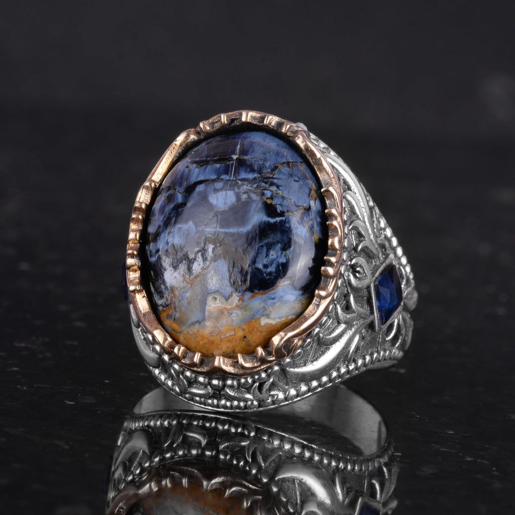 Natural Pietersite Stone Ring - 925 Sterling Silver Handmade Ring — 6