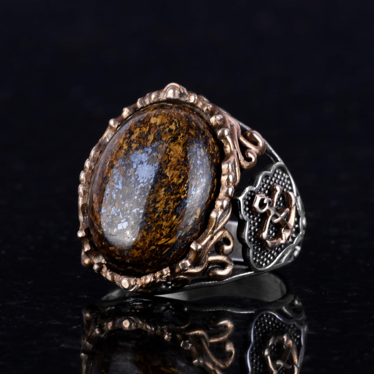 Handmade Natural Bronzite Stone Ring — 4