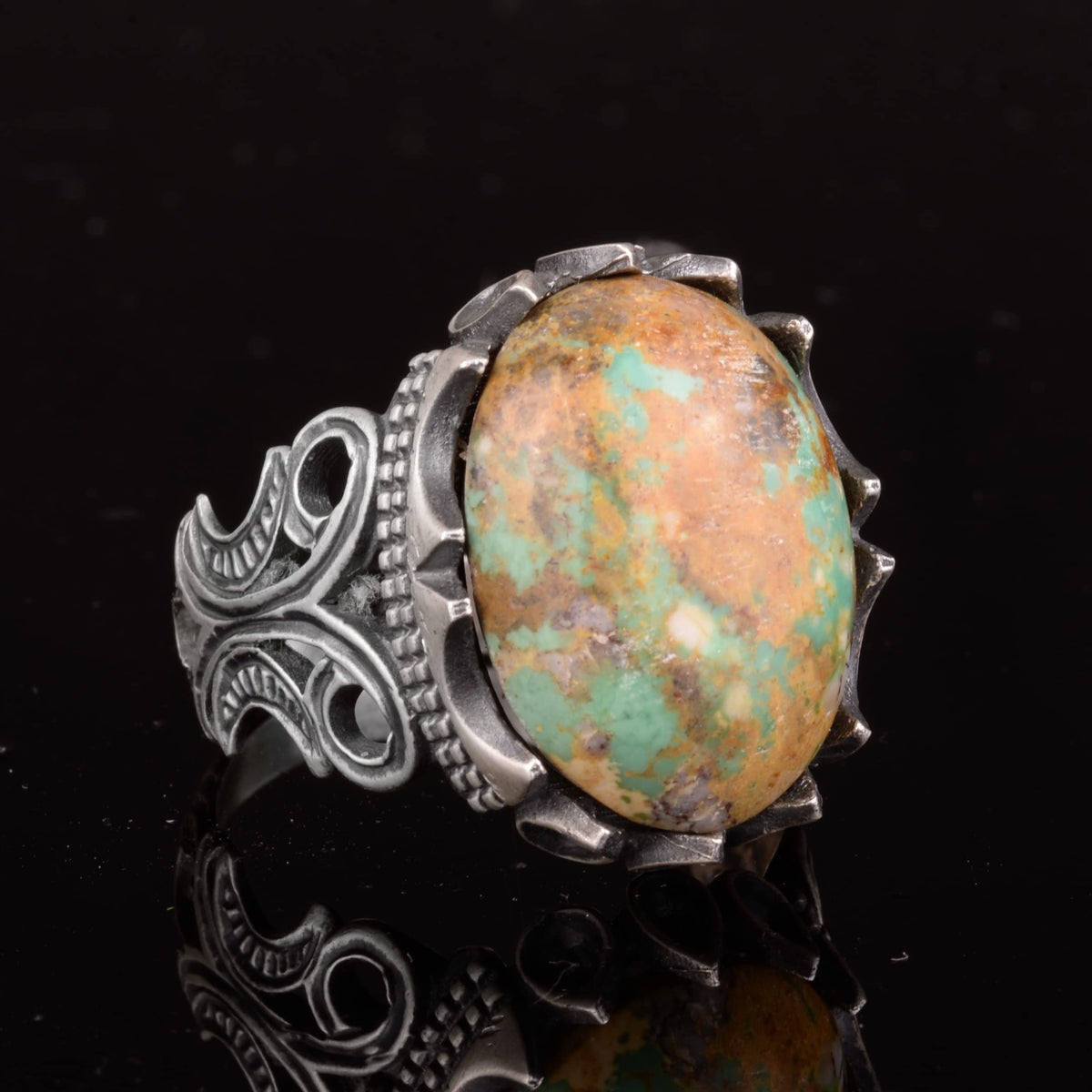 Natural Arizona Turquoise Stone Ring (Model-19) — 4