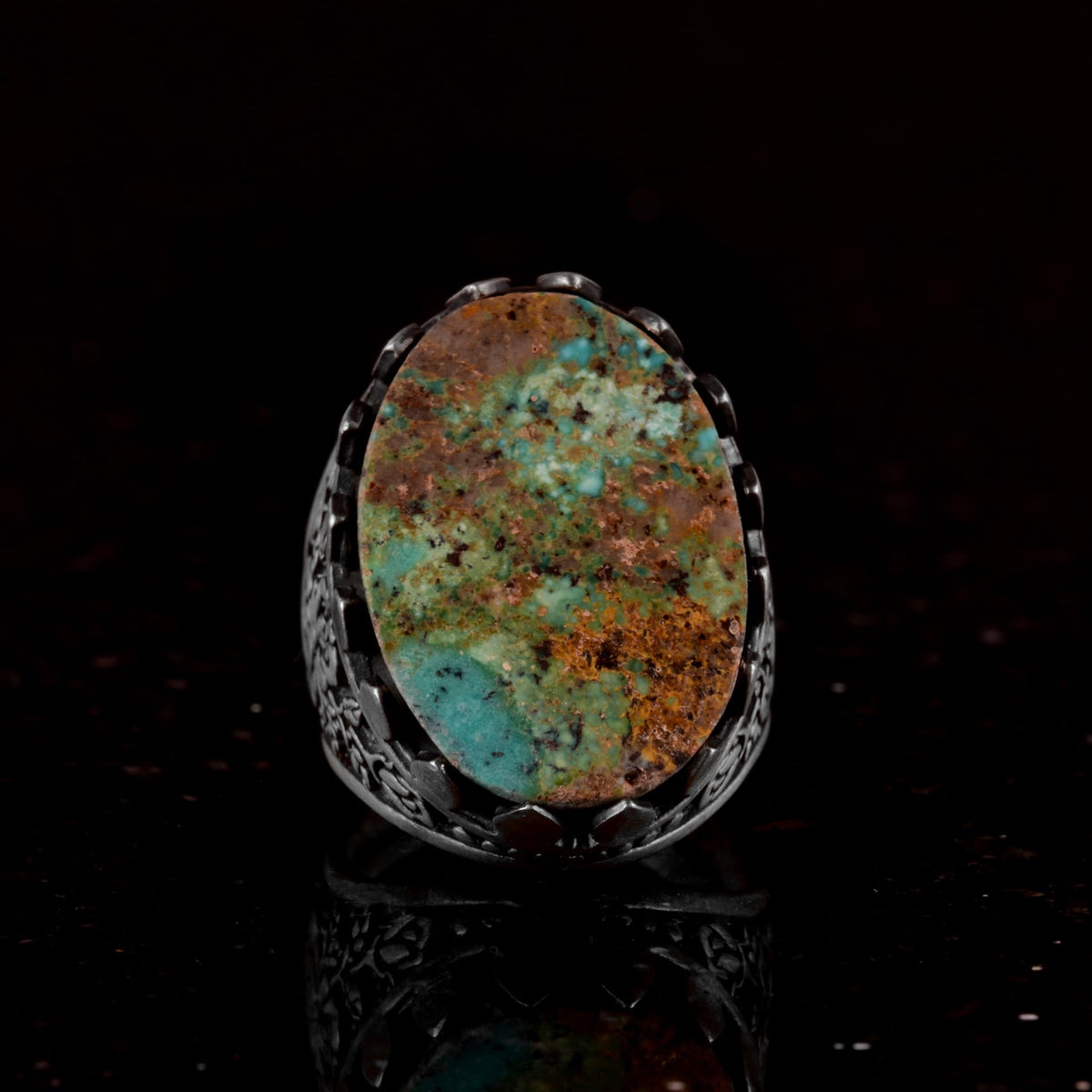 925 Sterling Silver Ring, Natural Arizona Turquoise Stone Ring — 4