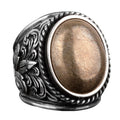 Elegant Stone Collection 925 Sterling Silver Large Ring - Natural Pyrite